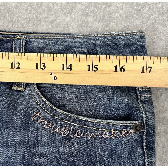 Adam Levine Skinny DENIM Jeans 17 Distressed Embroidered Lips Heart You Wish - Picture 13 of 16